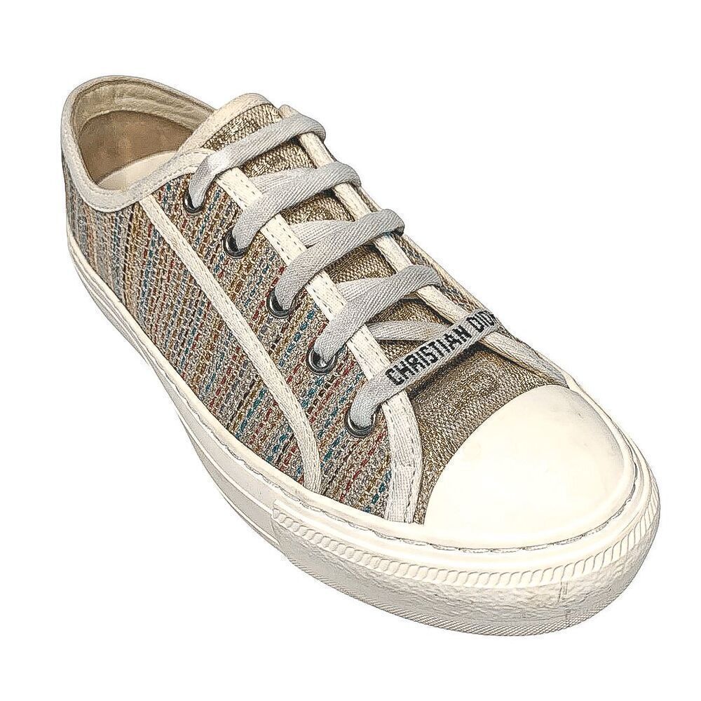 Christian Dior D-Romance Lurex Walk’n’dior Metallic Multi Sneakers Eu 37 Us 7